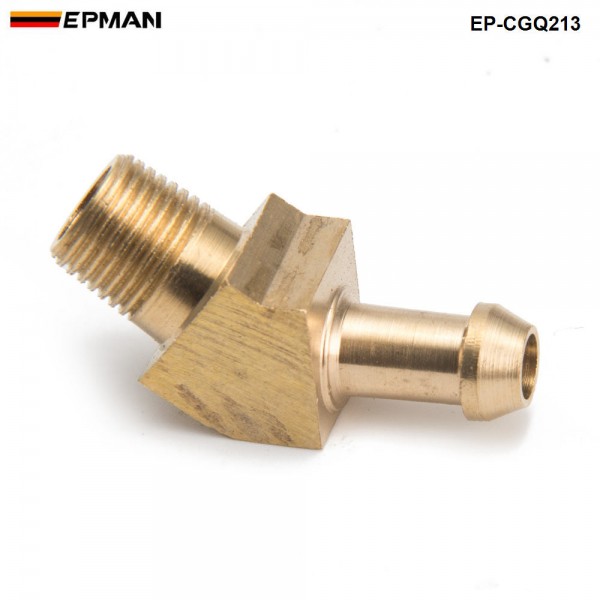 EPMAN - 45 Degree Elbow 1/8" Hose Fitting Air ,Oil, Gas ,Fuel Hose Turbocharger Compressor Brass Boost EP-CGQ213