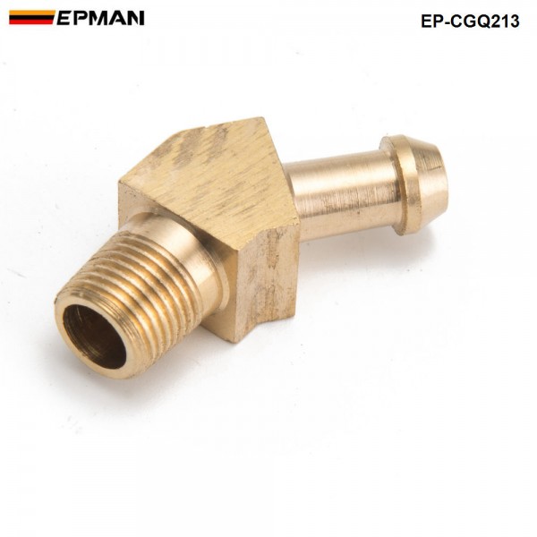 EPMAN - 45 Degree Elbow 1/8" Hose Fitting Air ,Oil, Gas ,Fuel Hose Turbocharger Compressor Brass Boost EP-CGQ213