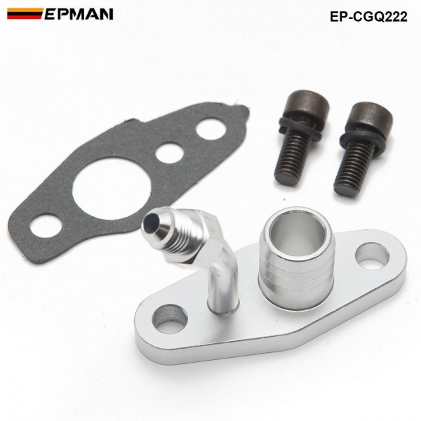EPMAN -Turbo Oil Feed & Return Flange For TOYOTA CT9 CT12 CT20 CT26 4AN Feed w/ 20mm Barb EP-CGQ222