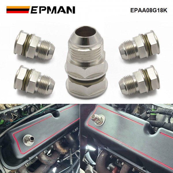 EPMAN 5PCS 10AN Turbo Oil Pan Oil Return Drain Plug Adapter Bung Fitting No Weld Replace 31504301010 EPAA08G18K