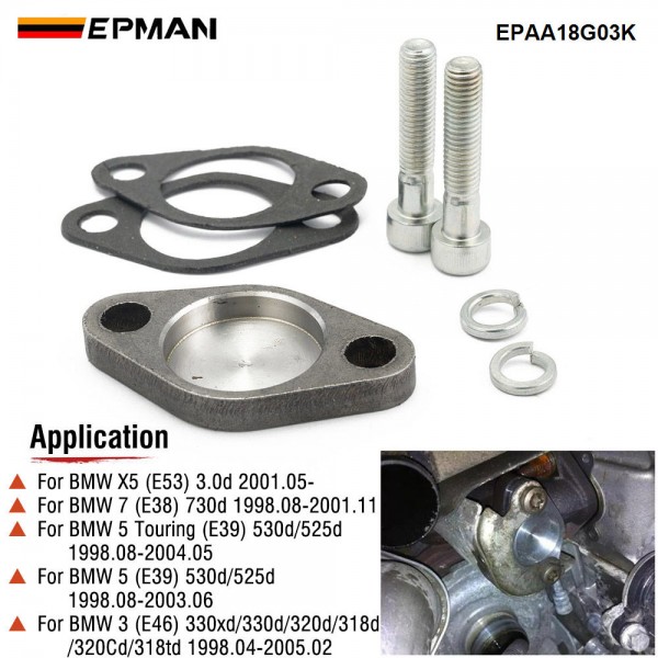 EPMAN EGR Valve Blanking Plate Kit High-Temp Stainless Steel Reduce Soot & Improve Engine Performance For BMW M57/M47/E46/E53/E39 EPAA18G03K EPMAN EGR Valve Blanking Plate Kit High-Temp Stainless Steel Reduce Soot & Improve Engine Performance For BMW M57/M47/E46/E53/E39 EPAA18G03K