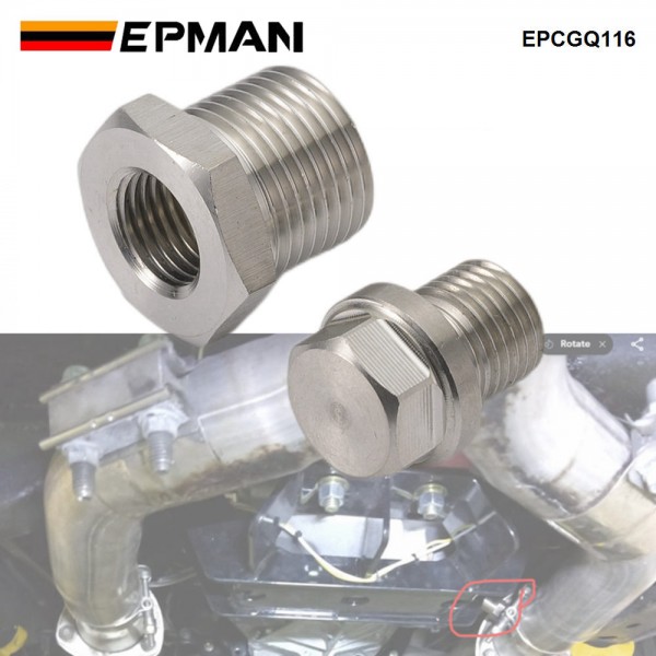 EPMAN Stainless O2 Bung Reducer Adapter Coverts M18x1.50 O2 Sensor Port To M12x1.25 thread pitch Bung & Plug Kit EPCGQ116