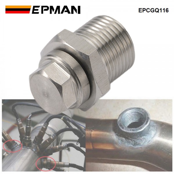 EPMAN Stainless O2 Bung Reducer Adapter Coverts M18x1.50 O2 Sensor Port To M12x1.25 thread pitch Bung & Plug Kit EPCGQ116