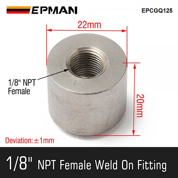 EPMAN 1/8" NPT Female Coupling Bung Stainless Steel Weld On Fitting For Turbo Oil Feed / Sensor Round EPCGQ125 EPMAN 1/8" NPT Female Coupling Bung Stainless Steel Weld On Fitting For Turbo Oil Feed / Sensor Round EPCGQ125