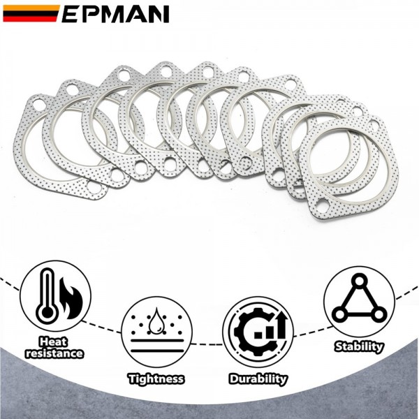 EPMAN Car Turbo 2-Bolt Holes Gasket For Catback Exhaust Header Down Pipe Manifold Flange 2" 2.36" 2.5" 2.75" 3" EPMAN Car Turbo 2-Bolt Holes Gasket For Catback Exhaust Header Down Pipe Manifold Flange 2" 2.36" 2.5" 2.75" 3"