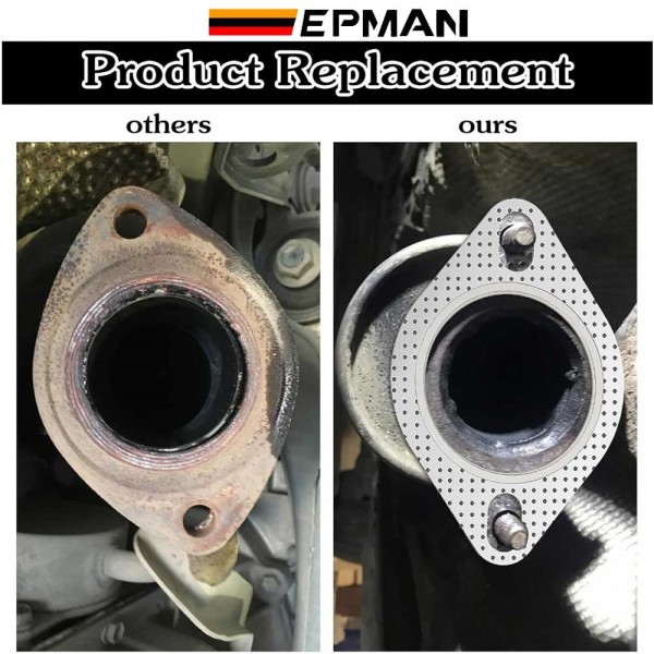 EPMAN Car Turbo 2-Bolt Holes Gasket For Catback Exhaust Header Down Pipe Manifold Flange 2" 2.36" 2.5" 2.75" 3" EPMAN Car Turbo 2-Bolt Holes Gasket For Catback Exhaust Header Down Pipe Manifold Flange 2" 2.36" 2.5" 2.75" 3"