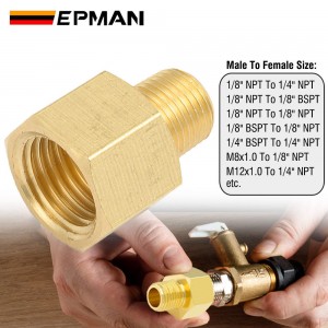 EPMAN Reducer Pipe Adapter 1/8" or 1/4" NPT Female To 1/8" NPT Or BSPT Male Brass Fitting Water Air Gas