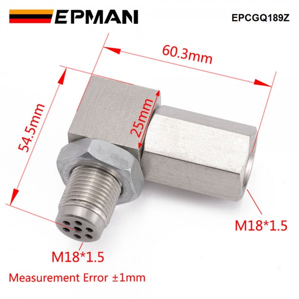 EPMAN Universal M18*1.5 O2 Oxygen Sensor Extender Connector 90 Degree 02 Bung Extension Catalytic Converter Spacer EPCGQ189Z