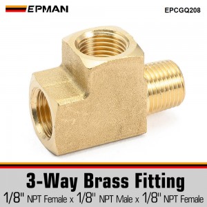 EPMAN Brass Pipe Fitting Barstock Street Tee T 3 Way NPT 1/8"F x 1/8" F x 1/8" Male Adapter Fittings F/Pipe/Tank EPCGQ208