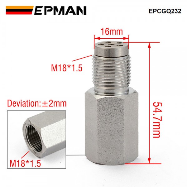 EPMAN O2 Oxygen Sensor Spacer M18x1.5mm Engine Adapter Bung Catalytic Hot Converter 02 Diagnostic Plug EPCGQ232