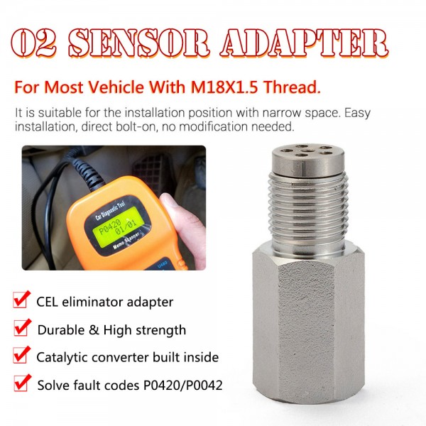 EPMAN O2 Oxygen Sensor Spacer M18x1.5mm Engine Adapter Bung Catalytic Hot Converter 02 Diagnostic Plug EPCGQ232