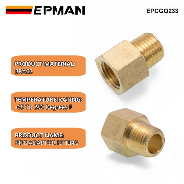 EPMAN 1/4" BSPT Male x 1/4" NPT Female Brass Pipe Fitting Adapter British to US Gauge Sensor Sender Adapter Reducer EPCGQ233 EPMAN 1/4" BSPT Male x 1/4" NPT Female Brass Pipe Fitting Adapter British to US Gauge Sensor Sender Adapter Reducer EPCGQ233