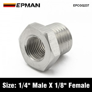 EPMAN 1/4" Male NPT X 1/8" Female NPT Reducer Adapter Fitting Threaded NPT Hex Bushing Forged 304 Stainless Steel EPCGQ237
