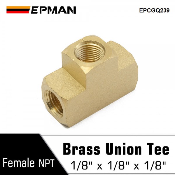 EPMAN Brass Tee Fitting 1/8" X 1/8" X 1/8" NPT Female Pipe Fittings For Vacuum Line, Fuel Pump, Oil Cooler EPCGQ239