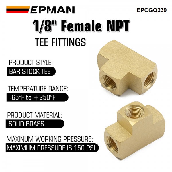 PRO-EDGE INDUSTRIAL 5-Pack 3/8″ Female NPT Brass Forged Equal Tee Fittings – Air, Fuel, WOG