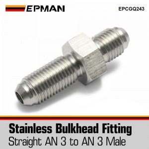 EPMAN Universal Stainless Steel -3 AN to -3 AN Male Straight Bulkhead Adapter Fuel Hose Fitting EPCGQ243