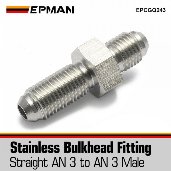 EPMAN Universal Stainless Steel -3 AN to -3 AN Male Straight Bulkhead Adapter Fuel Hose Fitting EPCGQ243