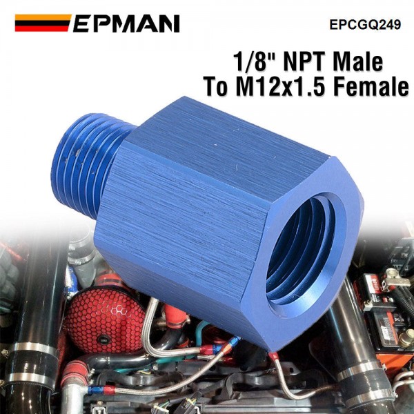 EPMAN Aluminium 1/8" NPT Male To M12x1.5 Female Hose End Port Conversion Fittings Alloy Adapter EPCGQ249 EPMAN Aluminium 1/8" NPT Male To M12x1.5 Female Hose End Port Conversion Fittings Alloy Adapter EPCGQ249