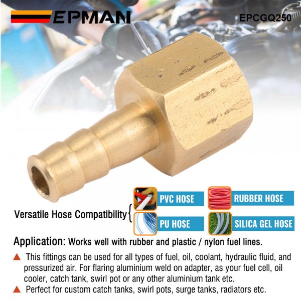 EPMAN 1/8" NPT Female Thread To 1/4" 6.35MM Hose Fitting Adapter Coupler Connector Adapter EPCGQ250