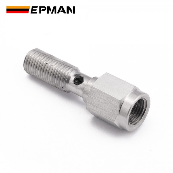 EPMAN 3/8"x24 UNF / M10 x 1.25 / M10 x 1.0 Stainless Steel 20mm Banjo Bolt + 1/8" NPT Brake Light Switch Port Hose Fitting Adaptor