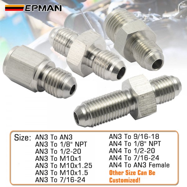 EPMAN AN to Inverted Flare Adapter Fittings SS304 Oil Restrictor Adaptor Universal