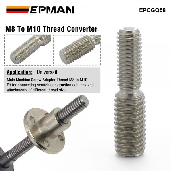 EPMAN Male Machine Screw Thread Adapter M8 To M10 304 Stainless Steel Reduction Threaded Bolts EPCGQ58 EPMAN Male Machine Screw Thread Adapter M8 To M10 304 Stainless Steel Reduction Threaded Bolts EPCGQ58
