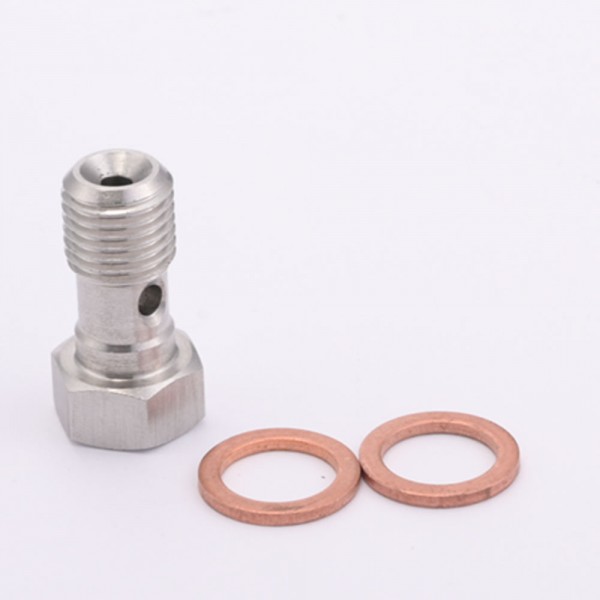 EPMAN Performance Banjo Bolt Single Stainless Steel 7/16" x 20 UNF, -4 AN JIC / -3 AN / M10 / M12 Turbo Brake Line Universal