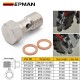 EPMAN Performance Banjo Bolt Single Stainless Steel 7/16" x 20 UNF, -4 AN JIC / -3 AN / M10 / M12 Turbo Brake Line Universal