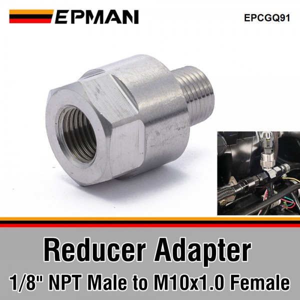 EPMAN 1/8" NPT Male to M10x1.0 Female Stainless Steel Oil Pressure Gauge Flare Union Adapter EPCGQ91 EPMAN 1/8" NPT Male to M10x1.0 Female Stainless Steel Oil Pressure Gauge Flare Union Adapter EPCGQ91
