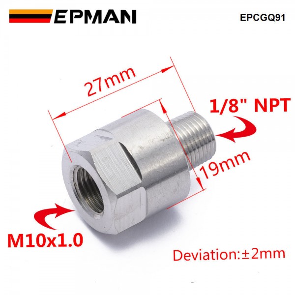 EPMAN 1/8" NPT Male to M10x1.0 Female Stainless Steel Oil Pressure Gauge Flare Union Adapter EPCGQ91 EPMAN 1/8" NPT Male to M10x1.0 Female Stainless Steel Oil Pressure Gauge Flare Union Adapter EPCGQ91
