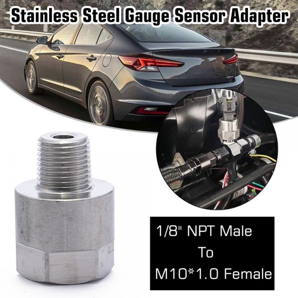 EPMAN 1/8" NPT Male to M10x1.0 Female Stainless Steel Oil Pressure Gauge Flare Union Adapter EPCGQ91