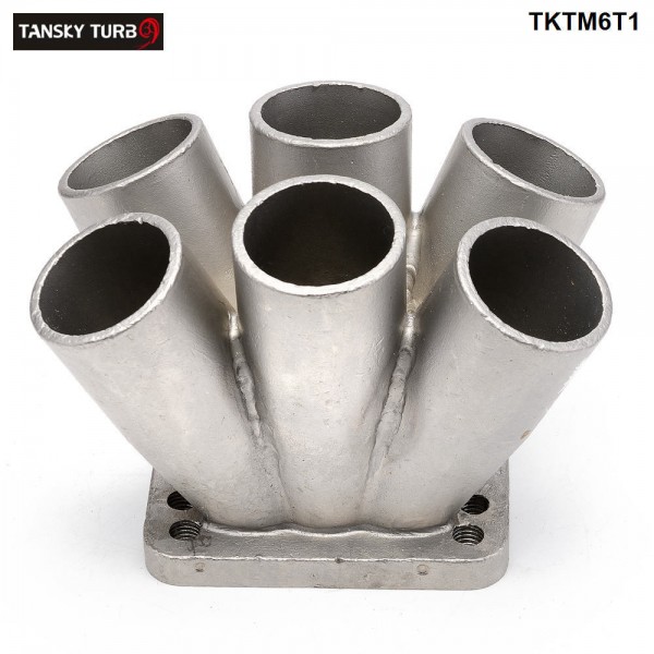 TANSKY -1PC Cast Stainless Steel 304  6-1 Turbo Header Manifold Merge Collecttor T3 T4 Turbo TKTM6T1