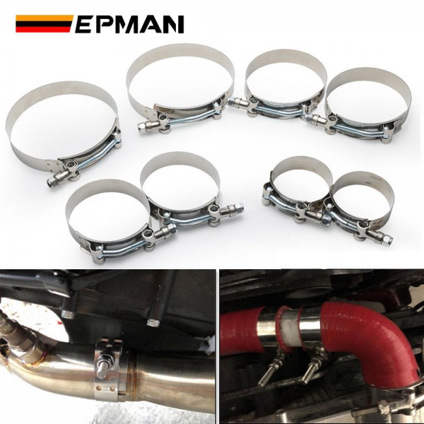 EPMAN 1Pair/Unit 43mm-113mm Stainless Steel Silicone Turbo Hose Coupler T Bolt Super Clamps For 1.5", 1.75", 2.0", 2.25", 2.5", 2.75", 3.0", 3.5", 4" Silicone Hoes