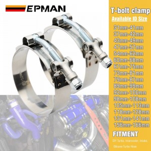 EPMAN 1Pair/Set 31mm-113mm Stainless Steel Silicone Turbo Hose Coupler T Bolt Super Clamps For 1.25",1.5", 1.75", 2.0", 2.25", 2.5", 2.75", 3.0", 3.5", 4" Silicone Hose