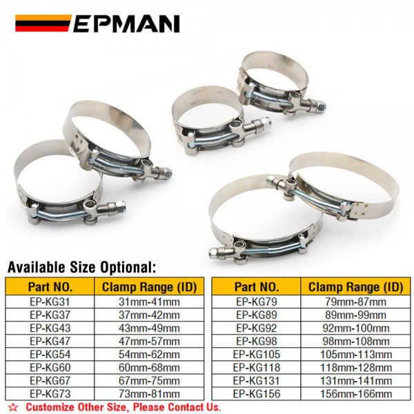 Dyno Racing 2pcs 4" T-Bolt Clamp, 102-112mm Stainless Steel Silicone Hose Clamp For Turbo Intake Intercooler