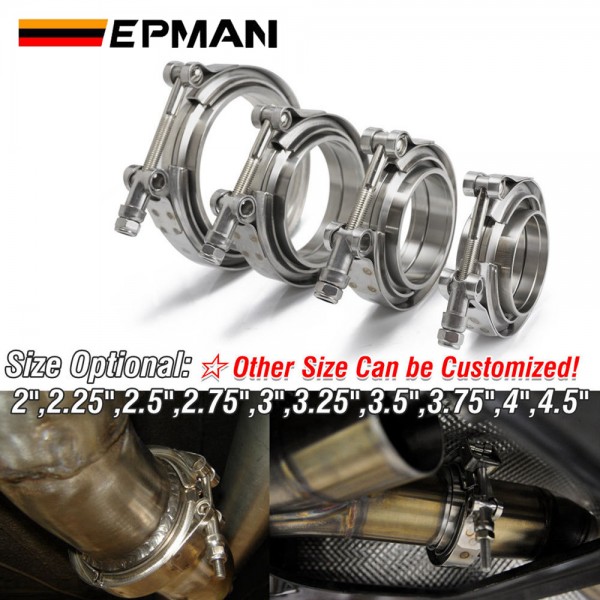 EPMAN Universal Upgraded 2",2.25",2.5",2.75",3",3.25",3.5",3.75",4",4.5" Auto Parts V-band Clamp Kit For Turbo, Exhaust Pipes EP-VKG
