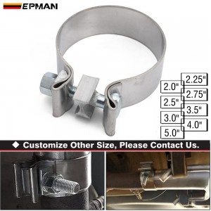 EPMAN Universal 2" 2.25" 2.5" 2.75" 3" 3.5" 4" 5" Inch High Strength Butt Joint Stainless Steel Exhaust Clamp Band Kit Auto Turbo Pipe Clips TKPPKG