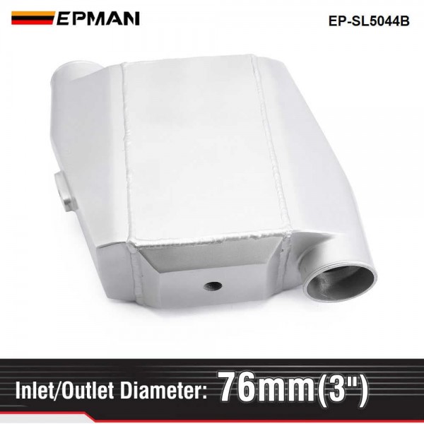 EPMAN - Universal Aluminum Bar & Plate Front Mount Water-To-Air Intercooler Inlet/Oulet 3" Core: 13.3" x12"X4.5" EP-SL5044B
