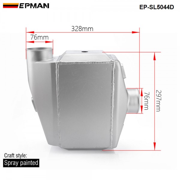 EPMAN -Turbo Water to Air Intercooler - 13.3"x12"X4.5" Inlet/Outlet: 3" Front Mount Aluminum Turbo Intercooler EP-SL5044D
