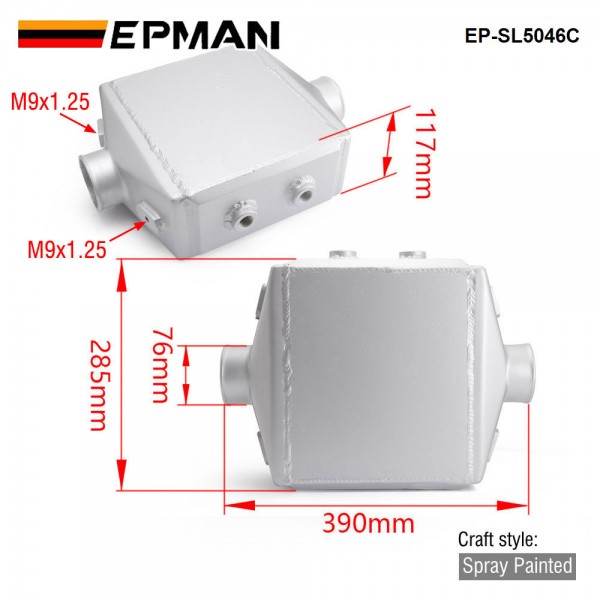EPMAN Universal Aluminum Water-to-Air Liquid Racing Intercooler Core: 250 X 220 X 115mm Inlet/Outlet: 3" EP-SL5046C