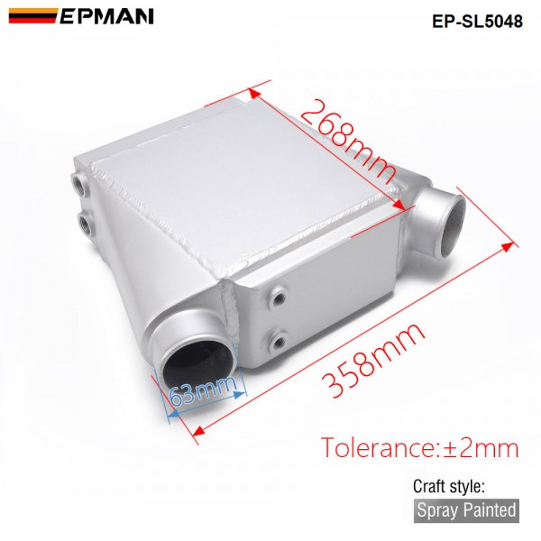 EPMAN Universal Aluminum 15" x 11" x 4.5" Bar & Plate Front Mount Water-To-Air Intercooler Inlet/Outlet: 2.5" EP-SL5048