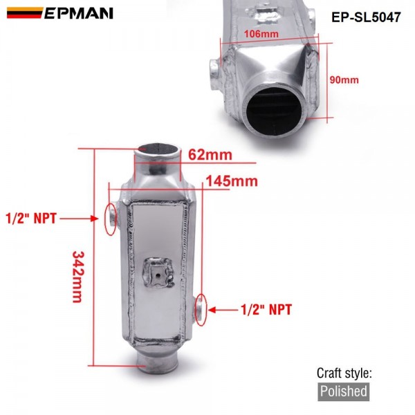 Tansky-Universal Light Weight Aluminum Bar and Plate Turbo Front-Mount Water to Air Intercooler EP-SL5047