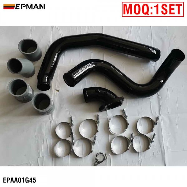 EPMAN Billet Aluminum Turbo Intercooler Pipe Boot Kit CAC Tube Hi FLow Intake Elbow for Diesel 6.0L V8 EPAA01G45