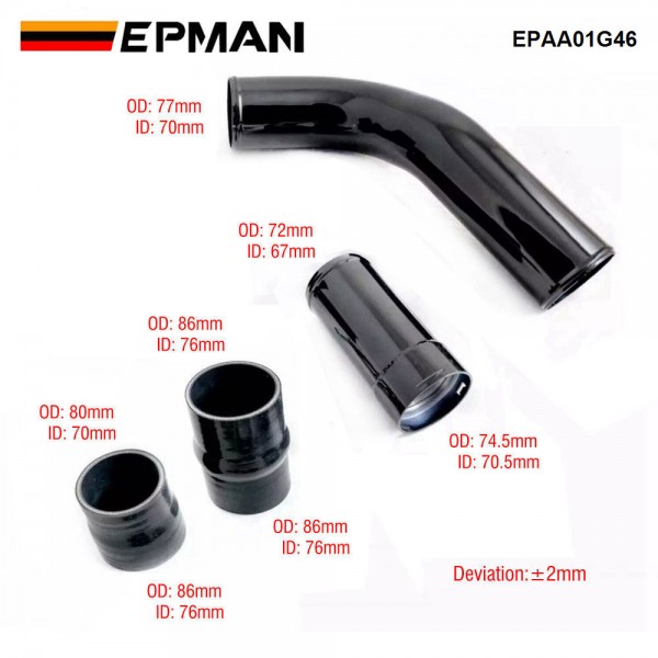 EPMAN Black Hot Side Intercooler Billet Aluminum Pipe Boot Kit W Silicon hose and Clamp For Ford 6.7L Powerstroke Diesel 11-16 EPAA01G46 EPMAN Black Hot Side Intercooler Billet Aluminum Pipe Boot Kit W Silicon hose and Clamp For Ford 6.7L Powerstroke Diesel 11-16 EPAA01G46