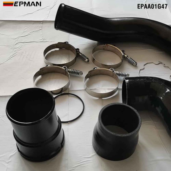 EPMAN Aluminum Cold Side Intercooler Pipe Boot Kit W Silicon Hose & Clamp For Ford 6.7L Diesel Powerstroke 11-16 EPAA01G47