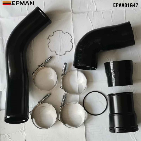 EPMAN Aluminum Cold Side Intercooler Pipe Boot Kit W Silicon Hose & Clamp For Ford 6.7L Diesel Powerstroke 11-16 EPAA01G47