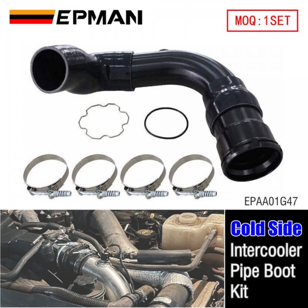 EPMAN Aluminum Cold Side Intercooler Pipe Boot Kit W Silicon Hose & Clamp For Ford 6.7L Diesel Powerstroke 11-16 EPAA01G47