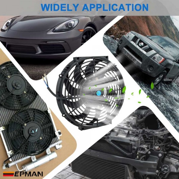 EPMAN 10" 12" 14" 16" Universal Slim Pull Push Racing Electric Radiator Engine Cooling Fan EPMAN 10" 12" 14" 16" Universal Slim Pull Push Racing Electric Radiator Engine Cooling Fan