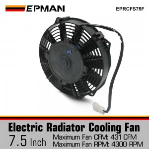 EPMAN 7.5″ Low Profile Puller Straight Blade 12 V Waterproof RPM4300 Electric Radiator Engine Cooling Fan EPRCFS75F