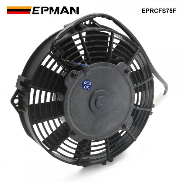 EPMAN 7.5″ Low Profile Puller Straight Blade 12 V Waterproof RPM4300 Electric Radiator Engine Cooling Fan EPRCFS75F